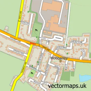 Street map sample of Mobberley, Cheshire
