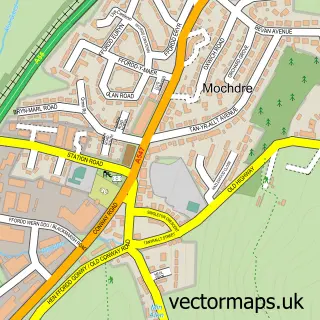 Street map sample of Mochdre, Clwyd