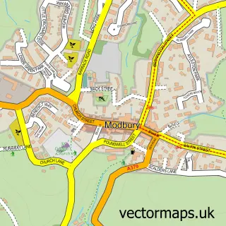 Street map sample of Modbury, Devon