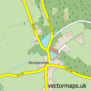 Street map sample of Moddershall, Staffordshire