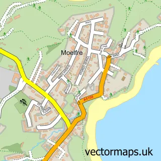 Street map sample of Moelfre, Gwynedd