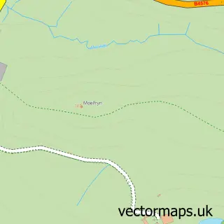 Street map sample of Moelfryn, Dyfed