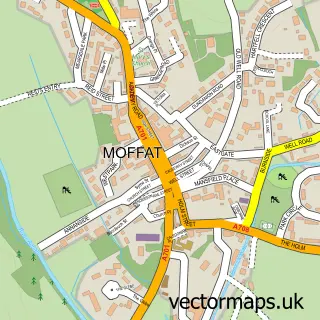 Street map sample of Moffat, Dumfries