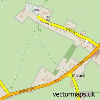 Street map sample of Molash, Kent