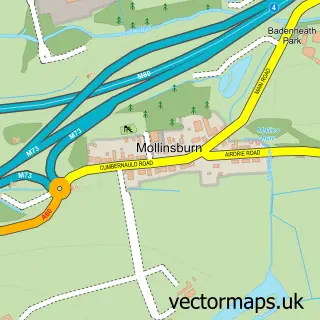 Street map sample of Mollinsburn, Lanarkshire