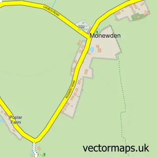 Street map sample of Monewden, Suffolk