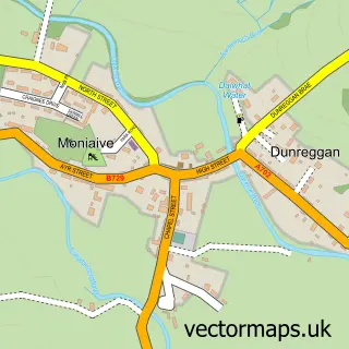Street map sample of Moniaive, Dumfries