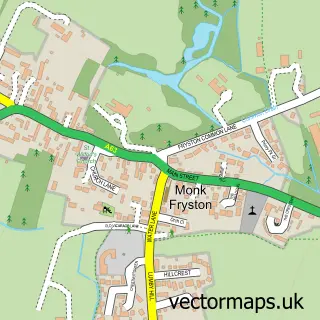 Street map sample of Monk Fryston, North Yorkshire