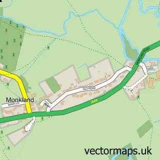 Street map sample of Monkland, Herefordshire