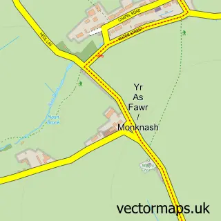 Street map sample of Monknash, South Glamorgan