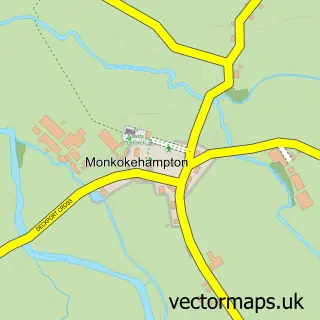 Street map sample of Monkokehampton, Devon