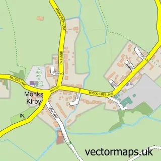 Street map sample of Monks Kirby, Warwickshire