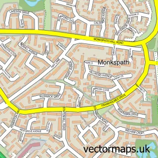 Street map sample of Monkspath, West Midlands