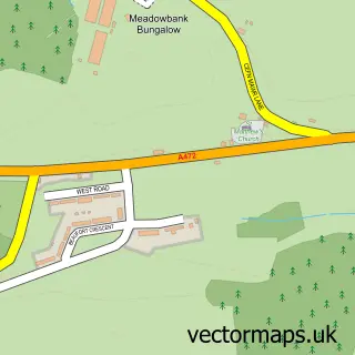 Street map sample of Monkswood, Gwent