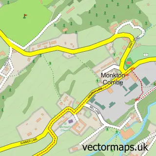 Street map sample of Monkton Combe, Somerset