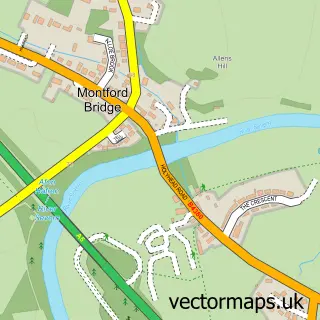 Street map sample of Montford Bridge, Shropshire