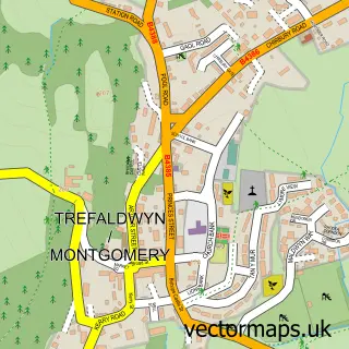 Street map sample of Montgomery, Powys