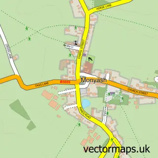 Street map sample of Monyash, Derbyshire