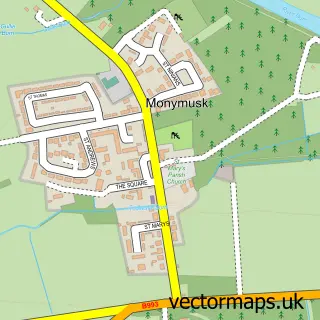 Street map sample of Monymusk, Aberdeenshire