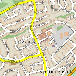 Street map sample of Moodiesburn, Lanarkshire
