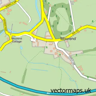 Street map sample of Moorend, Gloucestershire