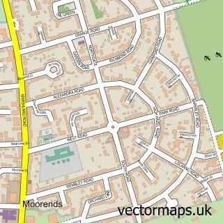 Street map sample of Moorends, South Yorkshire