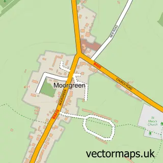 Street map sample of Moorgreen, Nottinghamshire