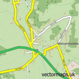 Street map sample of Morcombelake, Dorset