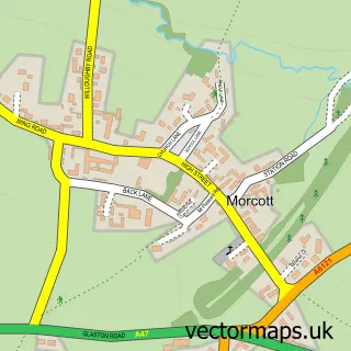 Street map sample of Morcott, Rutland