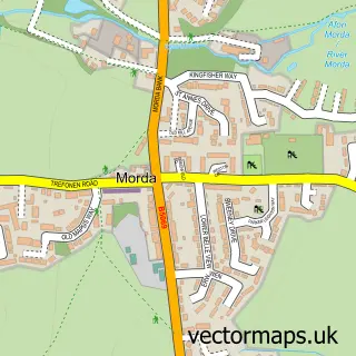 Street map sample of Morda, Shropshire