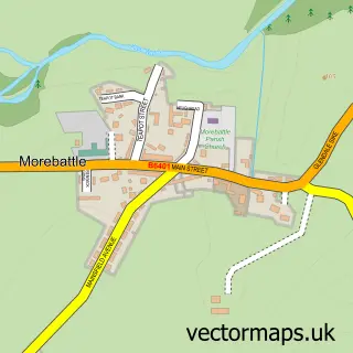 Street map sample of Morebattle, Roxburgh, Ettrick and Lauderdale