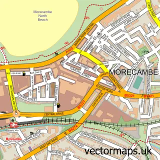 Street map sample of Morecambe, Lancashire