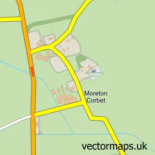 Street map sample of Moreton Corbet, Shropshire