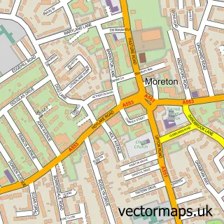 Street map sample of Moreton, Merseyside