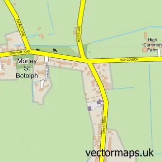Street map sample of Morley St Botolph, Norfolk