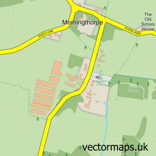 Street map sample of Morningthorpe, Norfolk