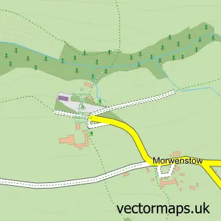 Street map sample of Morwenstow, Cornwall