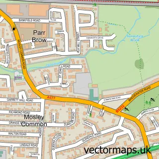 Street map sample of Mosley Common, Greater Manchester