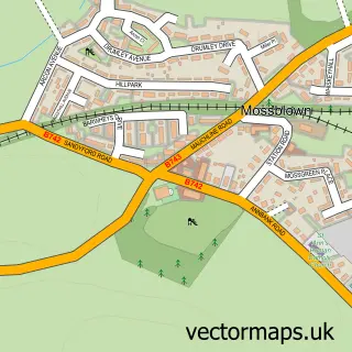 Street map sample of Mossblown, Ayrshire and Arran