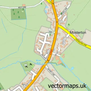 Street map sample of Mosterton, Dorset