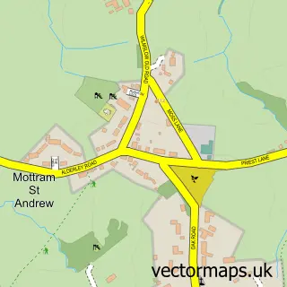 Street map sample of Mottram St Andrew, Cheshire