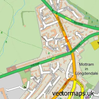 Street map sample of Mottram, Greater Manchester