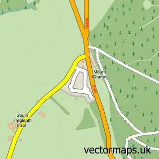 Street map sample of Mount Charles, Cornwall