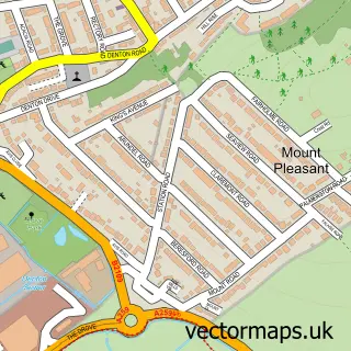 Street map sample of Mount Pleasant, East Sussex