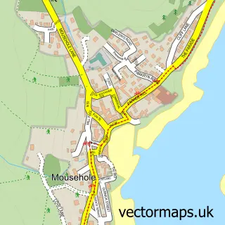 Street map sample of Mousehole, Cornwall