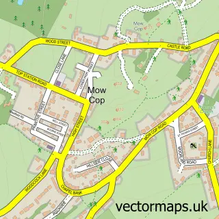Street map sample of Mow Cop, Staffordshire