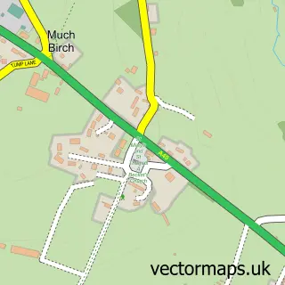 Street map sample of Much Birch, Herefordshire