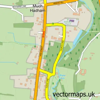 Street map sample of Much Hadham, Hertfordshire
