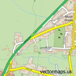 Street map sample of Much Hoole, Lancashire