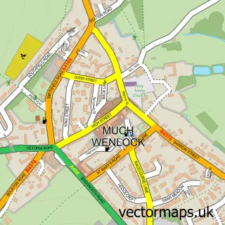 Street map sample of Much Wenlock, Shropshire